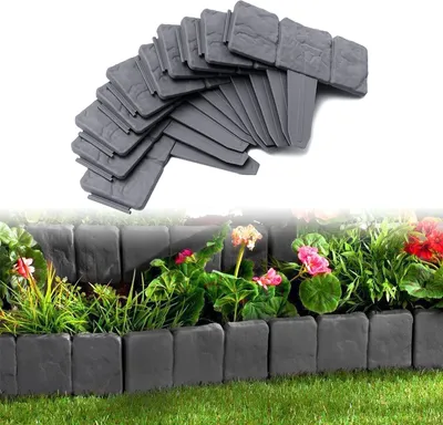 YRHome Flexible Rasenkante 10m – Kunststoff-Beeteinfassung, 5 Cm Hoch, Mit 30 Erdankern, Schwarz