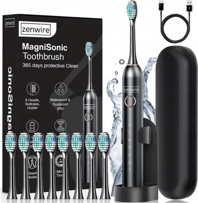 Immagine prodotto di Spazzolino sonico - magnetico - elettrico - per adulti - per bambini - nero - MagniSonic 506 - 6 programmi di pulizia