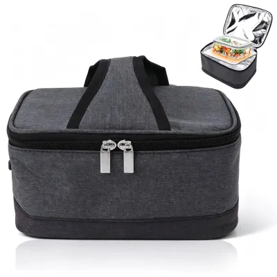 Elektrische Lunchbox, beheizt, USB, 22x17x10 cm, hellgrau