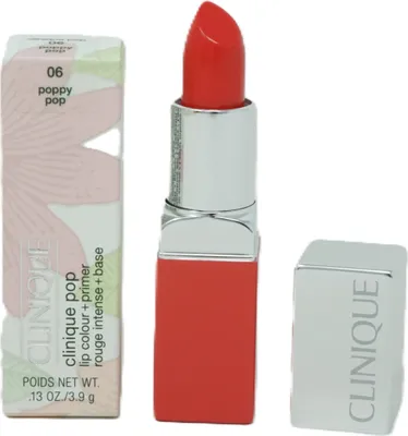 Zdjęcie produktu dla Clinique Pop Lip Colour + Primer, Koralowy, Poppy Pop, 1 kol., Nawilżający, Wygładzający, Kremowy, Ricinus Communis (Castor) Seed Oil, Diisostearyl Malate, Trioctyldodecyl Citrate, Lanolin Oil,...