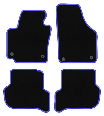 Image de Tapis de sol en moquette pour Volkswagen Golf Plus 2005-2014 (monospace) – jeu 4 pièces, noir/bleu, sur mesure – Wielganizator CARLUX