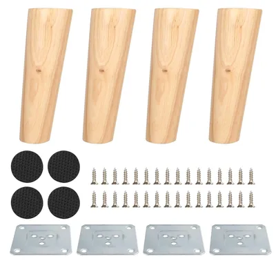 Image de Lot de 4 pieds en bois pour meubles, design moderne