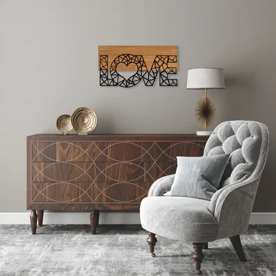 Produktbild von Wallity, Love- SKL2310, Schwarz,,Nussbaumfarbe, Sonstige WohnNachbildungationen, 58 x 3 x 30 cm, 50% Holz (Dicke: 3 cm) / 50% Metall (Dicke: 1