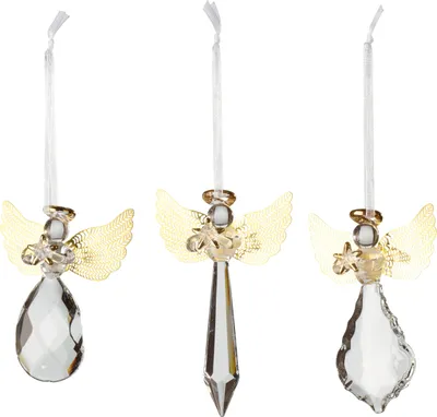 Produktbild von Anhänger WINTERKOLLAGE ACCESSOIRES Glas-Engel 3 Stück HOMLA