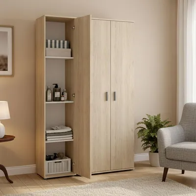 Produktbild von Casciano - Großer Mehrzweckschrank, 100x190h cm Eiche Braun, 9 Regale