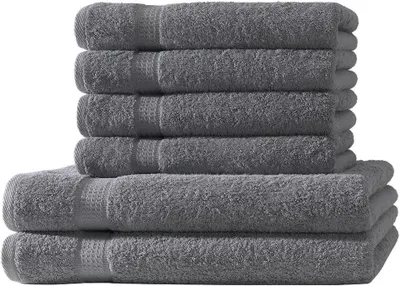 Produktbild von 6 tlg. Handtuch Set - Anthrazit / Dunkelgrau - 500g/m²  - 2 Duschtuch 4 Handtuch - 100% Baumwolle