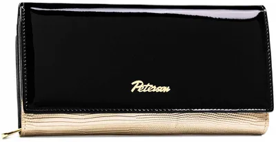 Obrázek produktu pro Peterson dámská peněženka z lakované přírodní kůže černá/zlatá RFID 19,5x10 cm