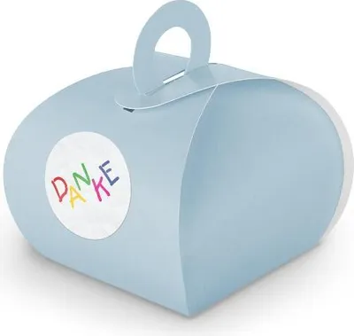 Produktbild von SET Danke Kids (Motiv 28) 24x Geschenkschachtel mit Griff hellblau + Sticker