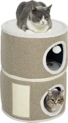Produktbild von PawHut Kratztonne, 56 cm Hoch Katzentonne mit Höhle, Kratzbaum, Katzenturm aus Sisal, für Katze bis 5 kg, Kaffee