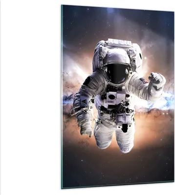 Produktbild von Bilder auf glas - Einteilig - Astronaut Erde Raum - 80x120cm - Glasbilder - Wandbilder - Bilder - zum Aufhängen bereit - Wanddekoration aus Glas - Glas Bilder - Wandbild auf Glas - GPA80x120-2848