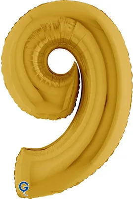 Produktbild von XXL Zahlen Folienballon 40"/102cm | Gold5 Zahl: 9