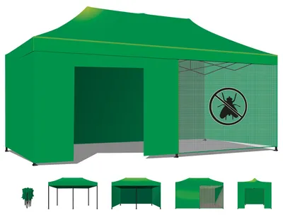 Immagine prodotto di Taman Tenda / Gazebo Per Giardino 3X6 Impermeabile Tendone Pieghevole Per Fiere E Mercati Con Teli Laterali Colore Verde