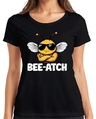 Produktbild von BEE-ATCH Biene Sonnenbrille Cartoon Bossbiene lustig Geschenk Damen T-Shirt, Schwarz, XL