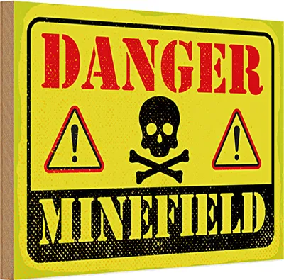 Produktbild von Holzschild Achtung Danger Mine Field Minenfeld 30x20cm