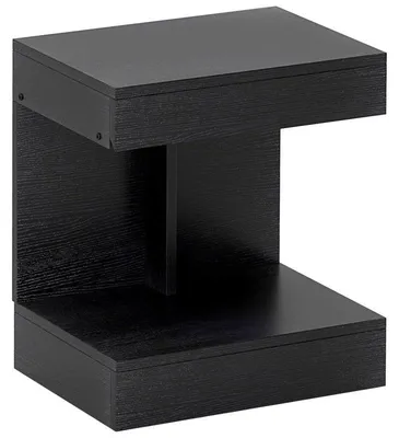 Immagine prodotto di Comodino con cassetto e ripiano aperto – mobile compatto ed elegante, colore nero, dimensioni 40x30x46 cm