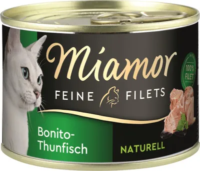 Produktbild von Miamor Feine Filets naturelle Bonito-Thunfisch, Adult, jede Rasse, Reis, Thunfisch, 156 g