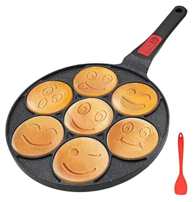 Image de Omgoods - Petite poêle à crêpes avec 7 alvéoles et poignée amovible
