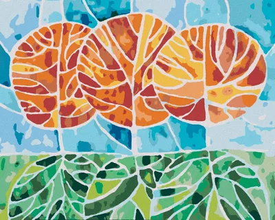Produktbild von Zuty - Malen nach Zahlen - BÄUME IM HERBST MOSAIK, 40x50 cm, ohne Keilrahmen