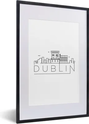 Produktbild von MuchoWow® MuchoWow® Gerahmtes Poster Skyline "Dublin" weiß 40x60 cm - Poster mit zchwarzem Bilderrahmen - Poster in Rahmen