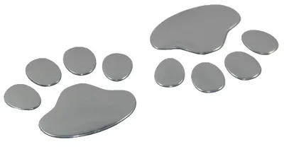 Produktbild von CARSLY 3D-Pfotenaufkleber für Auto & Motorrad, 2 Stück, Silber, 60 × 65 mm