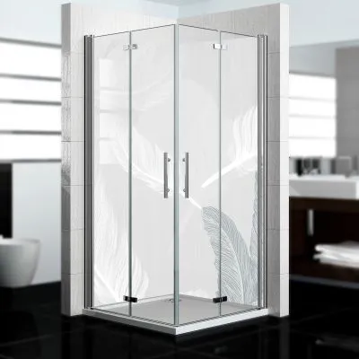 Produktbild von dedeco Eck-Duschrückwände Aluminium wasserfest Motiv: Kunst V5, Nano-Protect seidenmatt, 2 x 90x200x0,3cm, Badrückwand, Fliesenersatz fugenlos Wandverkleidung Wandpaneele,  Germany