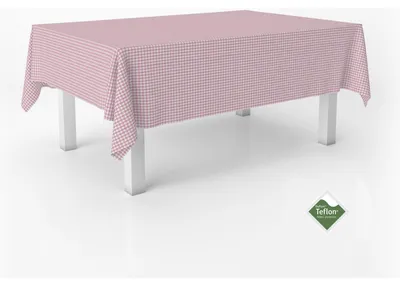 Rechteckiges Vichy-Tischdecke 300x140 cm, schmutzabweisend, rosa