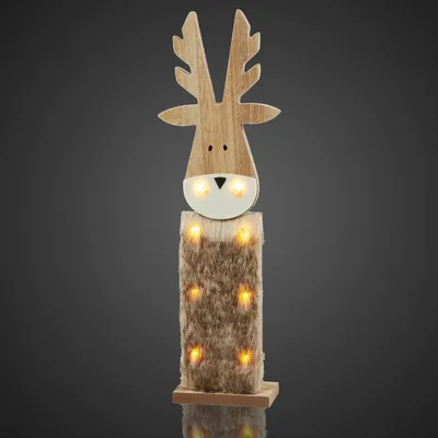Produktbild von LED-Rentier aus Holz, 8 LEDs