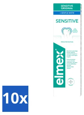 Productafbeelding van 10 x Elmex Gentle White tandpasta - Drievoudige bescherming - 75 ml - Voordelige verpakking - 10 stuks