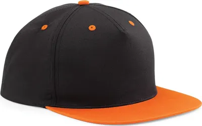 Produktbild von Beechfield Uni 5 Panel Kontrast Snapback Kappe RW4072 (Einheitsgröße) (Schwarz/Orange)