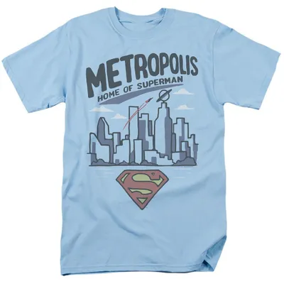 Image de T-shirt Superman - "The City Of Sl" - Modèle unie pour hommes et femmes, référence TV39196 (Taille L), couleur bleu clair