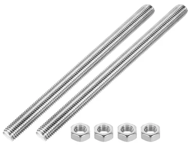 Gewindestange M18 x 250 mm, Edelstahl 304, 2 Stück mit 4 Muttern