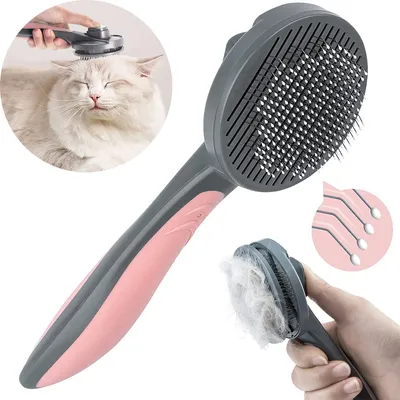Produktbild von Haustier Hundebürste, Katzenbürste, Haustier Bürsten, Haar Entferner Haustierbürste für Langhaar und Kurzhaar, Sauberes Haustierhaar von der Bürste mit Einem Knopf