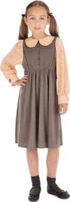 Produktbild von Bristol Novelty Mädchen Victorian Schulmädchen Kostüm BN1460 (M) (Orange/Braun)