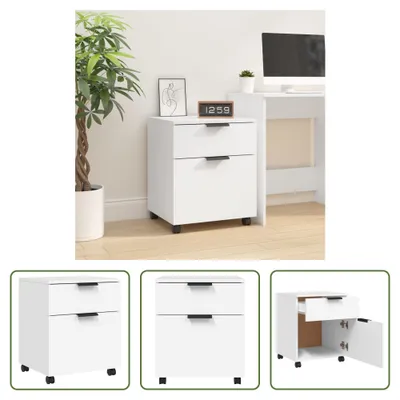 Obrázok produktu pre The Living Store Mobilná skriňa na dokumenty s kolieskami Biela 45x38x54 cm Materiál na báze dreva