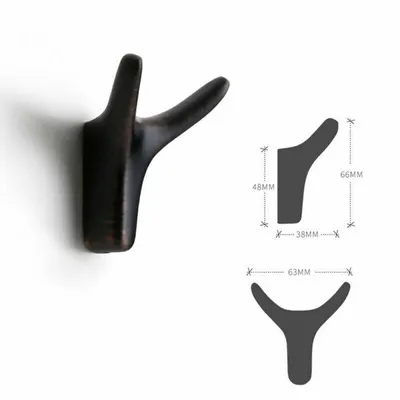 Produktbild von 1pc Zinklegierung Hörner Garderobenhaken Kleiderhaken Wandhaken Garderobe Kleideraufhänger Schwarz#3