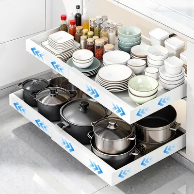 Ausziehbarer Schrankorganizer, Weiß, 32–53 cm breit, 42 cm tief
