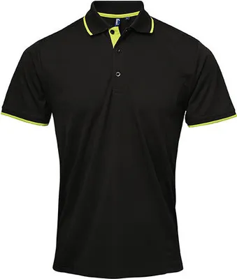 Immagine prodotto di Premier Workwear PR618 | Polo Coolchecker a contrasto da uomo - Colore: Nero/Rosso (circa Pantone 200) - Taglia: XL