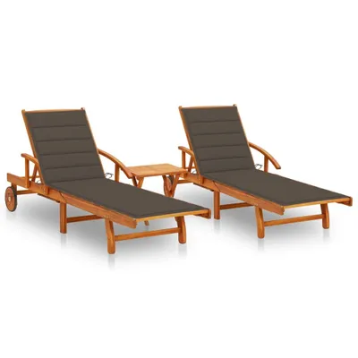 Produktbild von Maison Exclusive - Sonnenliegen 2 Stk. mit Tisch und Auflagen Massivholz Akazie