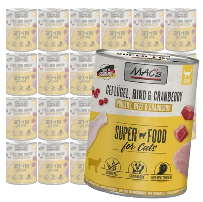 Produktbild von MAC's 24 x 800 g getreidefreies Nassfutter für Katzen, Geflügel und Cranberry
