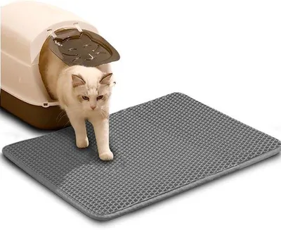Produktbild von Famanu Katzenstreuunterlage - 90 x 60 cm - doppellagige Honigwabenstruktur - wasserdicht und rutschfest - grau
