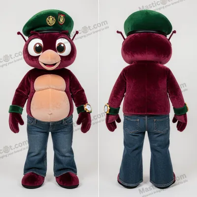 Productafbeelding van Emeraldgroene breedschouderige groene baret mascotte MASTICOT