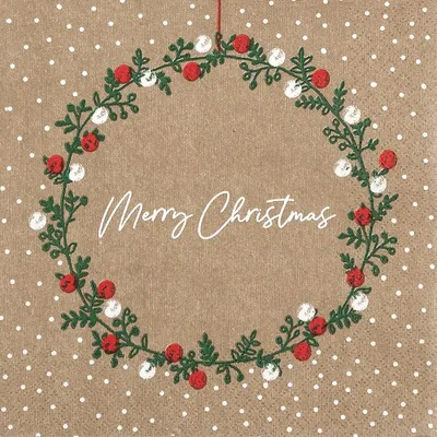 Produktbild von 20 Servietten A Christmas Wish - Merry Christmas im Weihnachtskranz 33x33cm