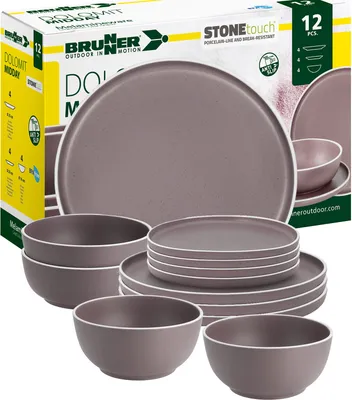 Produktbild von BRUNNER Camping Geschirr Set 4 Personen | Anti-Slip | Midday DOLOMIT, 12-tlg.