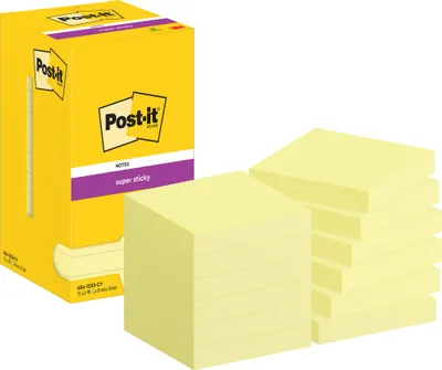 Immagine prodotto di Post-it® SuperSticky 654-12SS-CY Blocco note Super Sticky - 76 x 76 mm, giallo, 12x 90 fogli cartoncino