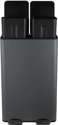 Immagine prodotto di spirella cestino per rifiuti sistema di separazione dei rifiuti con coperchio 60 L (2x30 litri) con cestino interno grande cestino per rifiuti cestino a pedale acciaio inox grigio