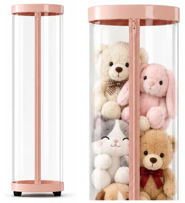Obrázok produktu pre Organizér pre plyšové zvieratká a hračky na kolieskach s LED svetielkami ružový 126 cm