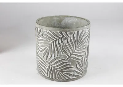Image de 4x Pot de fleurs 18x18cm Ciment Feuilles-Design vert