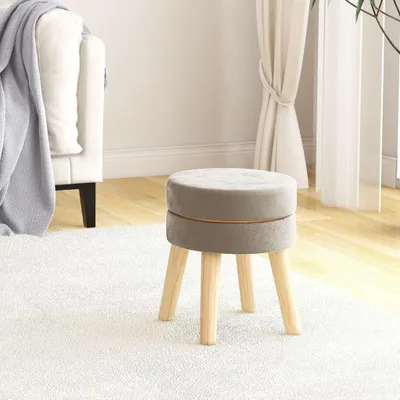 Immagine prodotto di Sgabello rotondo di design in velluto grigio scuro, sgabello 2024 Nuovo