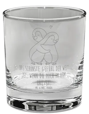 Produktbild von Mr. & Mrs. Panda Tumbler Pinguine Kuscheln - Transparent - Geschenk, für Frauen, Mitbringsel, Valentinstag, Freundin, Partner, Whiskeyglas, Scotch Glas, Old Fashioned