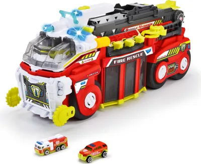 Immagine prodotto di Dickie Toys - Autopompa grande (55 cm) - Autopompa di soccorso ibrida per bambini con funzione di spruzzo d'acqua, scala estensibile, luci e suoni + 2 piccoli veicoli